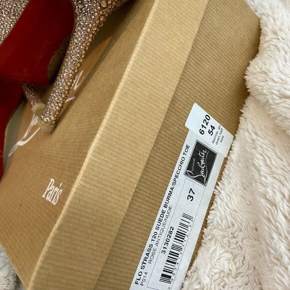 Christian Louboutin FLO STRASS 120 Suede Burma Specchio Toe 37 - Picture 6 of 6